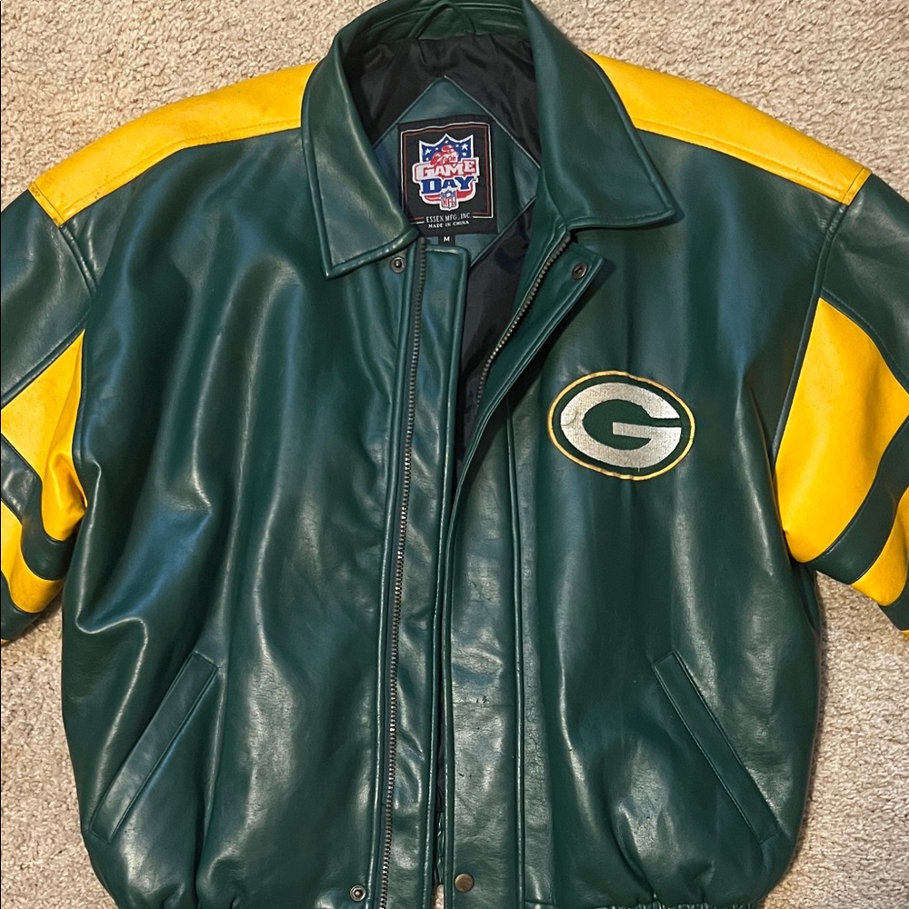 Packers Green and Yellow Faux Leather Jacket
